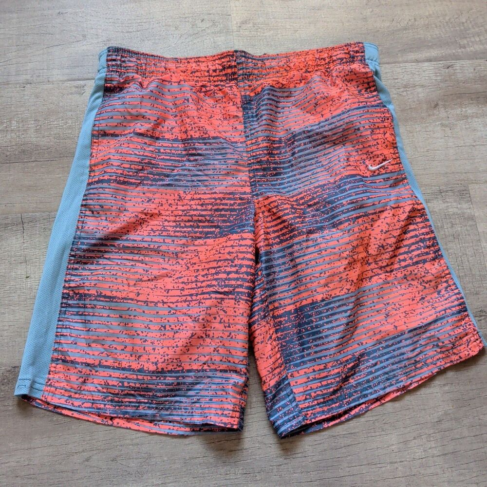 Nike Board Shorts Boys L Blue Orange Swim Trunks Swimwear 32"